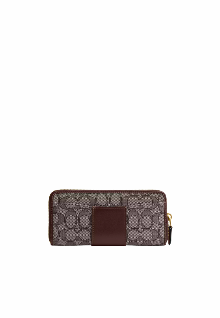 ( PREORDER ) Coach Essential Slim Accordian Zip In Signature Jacquard Wallet In Oak Maple CCC94