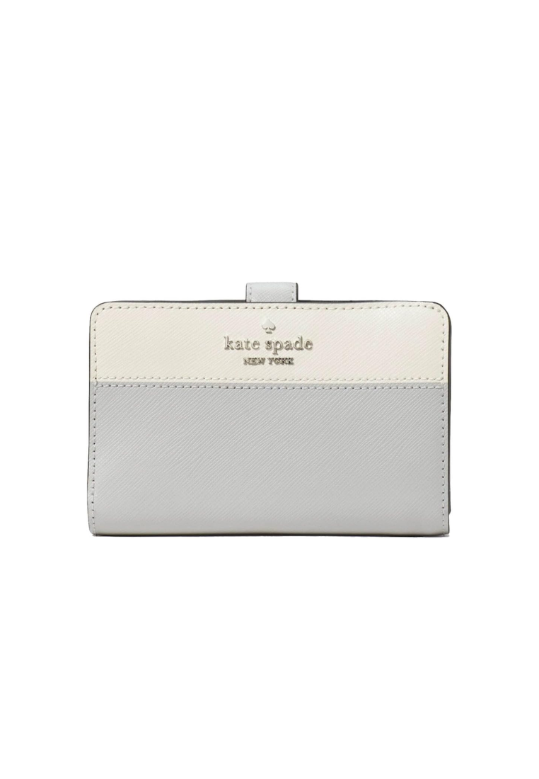 Kate Spade Madison Wallet Medium Compact Bifold In Platinum Grey KC511
