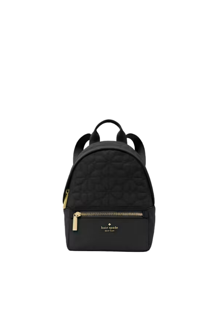 ( PREORDER ) Kate Spade Spade Flower Quilted Nylon Small Backpack In Black KK158