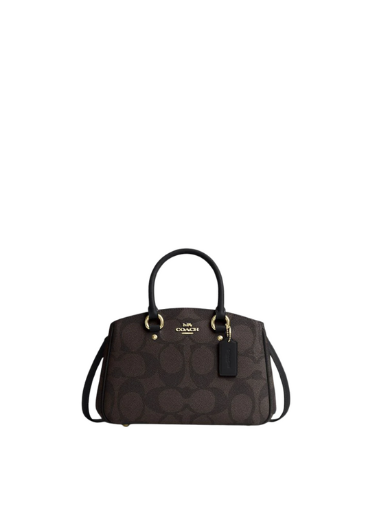 ( PREORDER ) Coach Savannah Small In Signature Canvas Carryall Bag In Gold Walnut Black CAK53