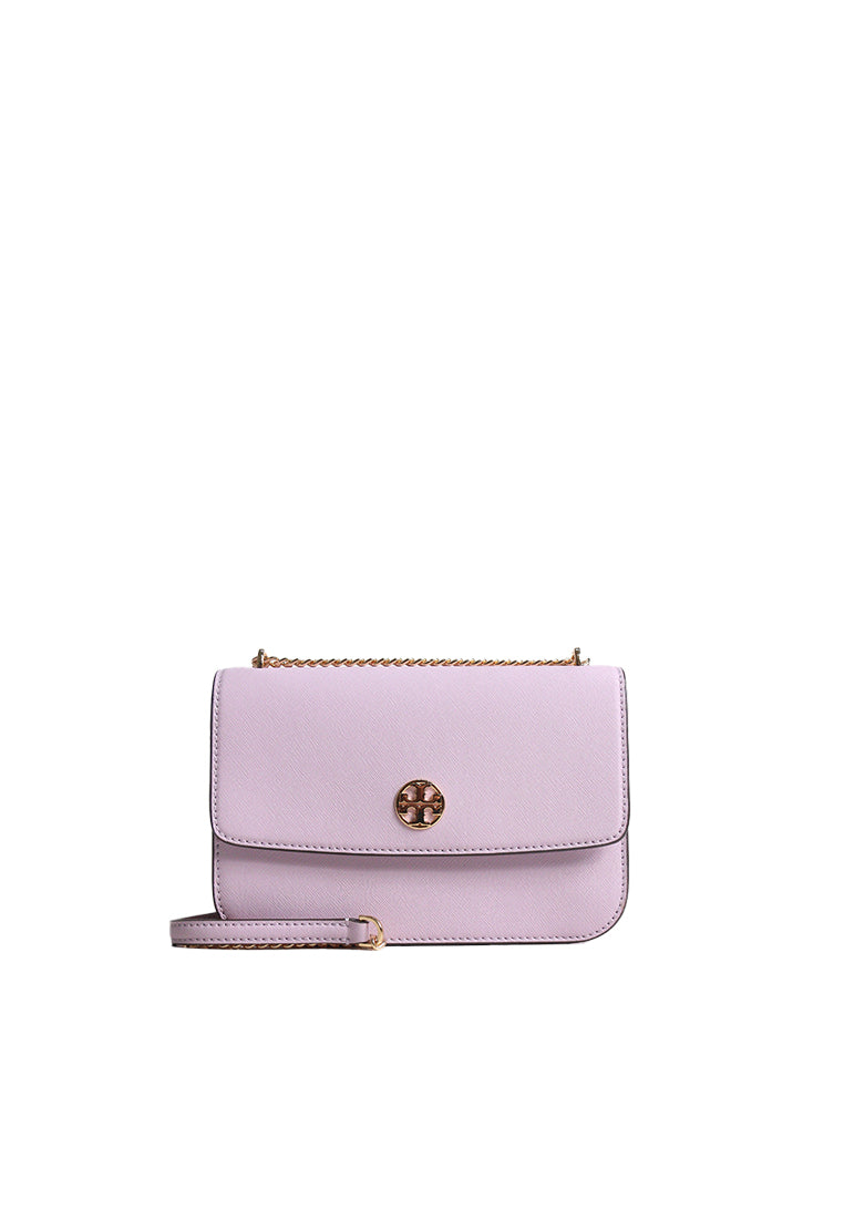 Tory Burch Emerson Saffiano Leather Shoulder Bag In Pale Purple 159585