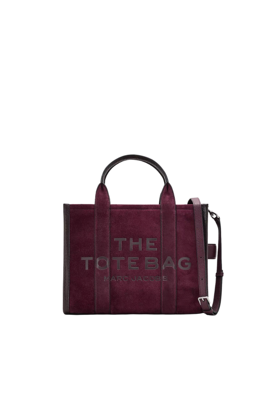 ( PREORDER ) Marc Jacobs The Suede Medium Tote Bag In Dark Plum 2F5HTT029H01