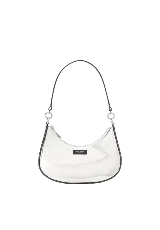 ( PREORDER ) Kate Spade Sam Icon Metallic Small Convertible Crossbody Bag In Silver KH071
