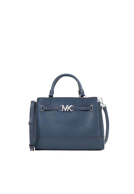 Michael Kors Reed Large Leather Satchel Bag In Navy 35S3S6RS3T