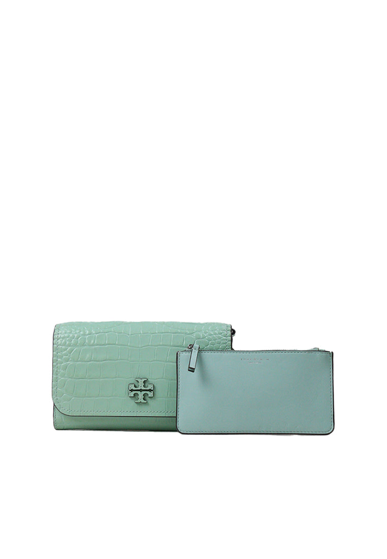 Tory Burch Thea Embossed Flat Crossbody Bag In Northern Light 153393
