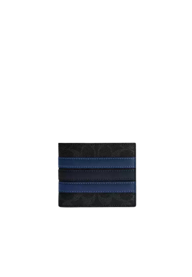 Coach Id Billfold Wallet In Signature Canvas With Varsity Stripe In Black Multi CDD07