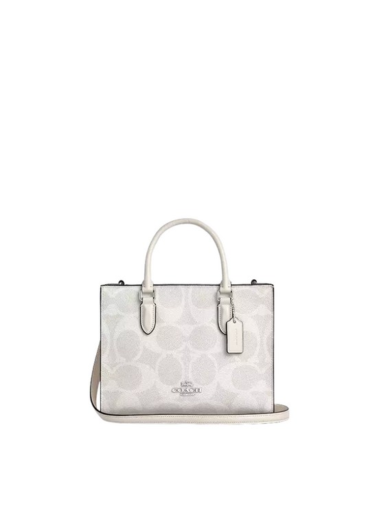 ( PREORDER ) Coach Maggie Small In Signature Canvas Tote Bag In White Chalk CAL28