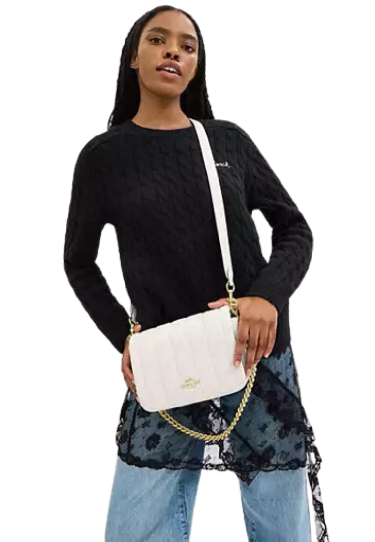 ( PREORDER ) Coach Quinn Shoulder Bag In Gold Chalk CY663