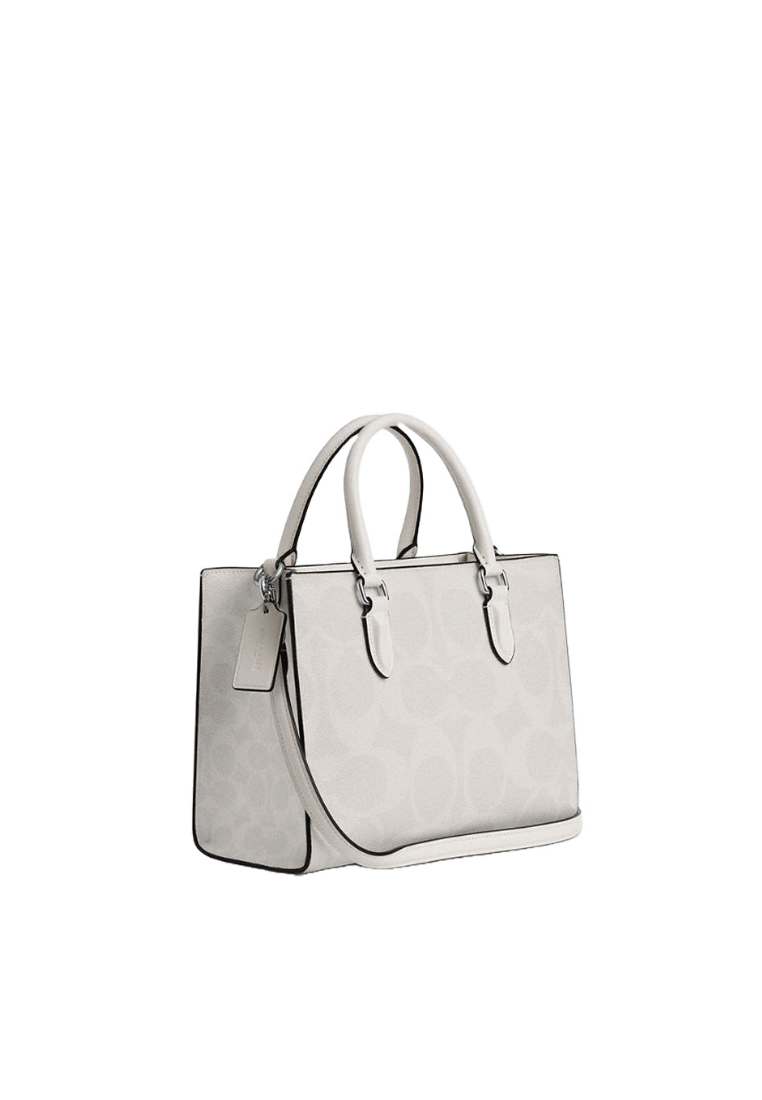 ( PREORDER ) Coach Maggie Small In Signature Canvas Tote Bag In White Chalk CAL28
