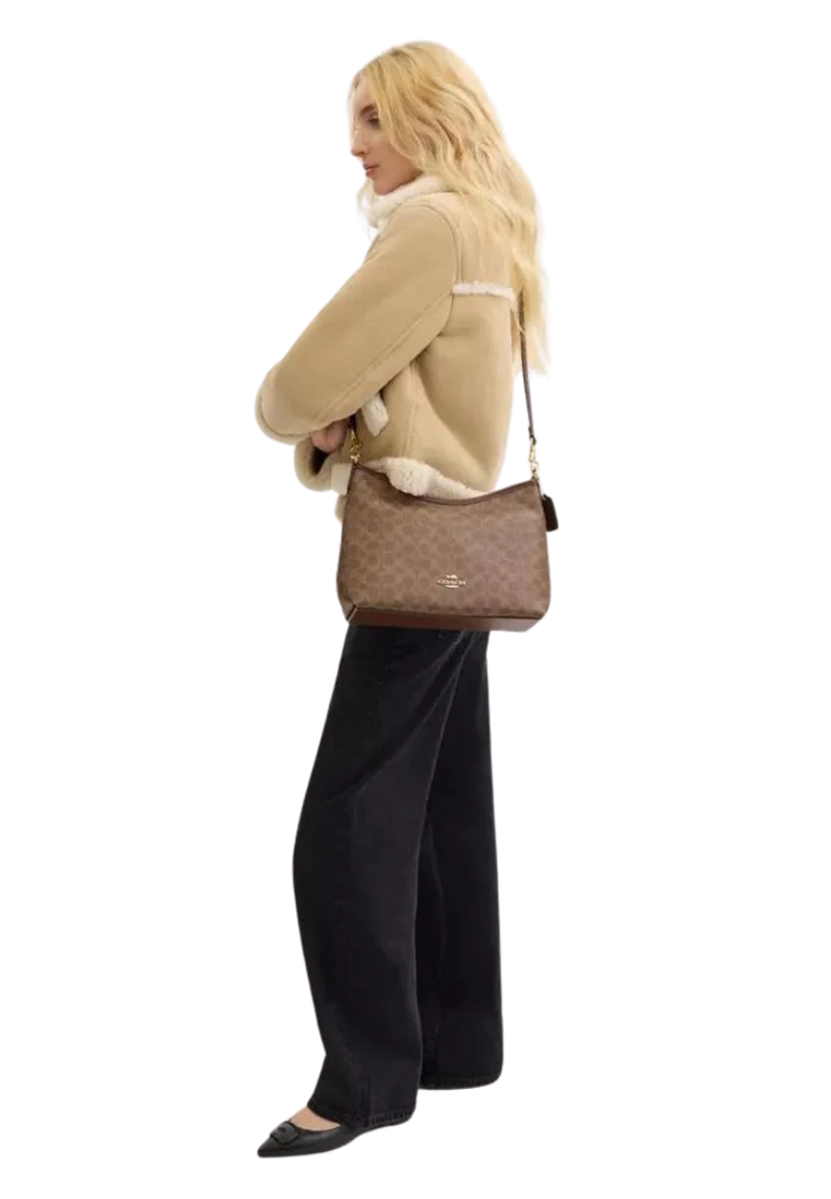 ( PREORDER ) Coach Laurel Shoulder Bag In Gold Tan Brown CV975