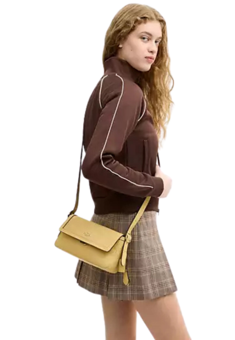 ( PREORDER ) Coach Etta Small Flap Shoulder Bag In Soft Yellow CCV64