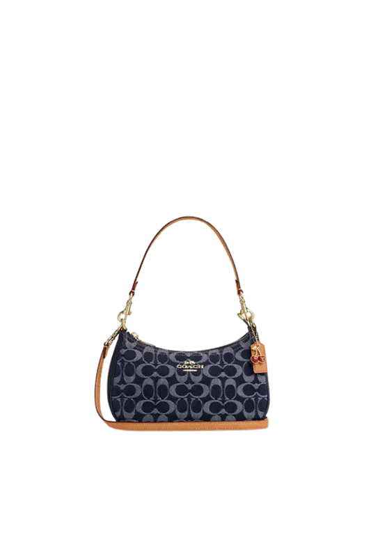 ( PREORDER ) Coach Teri Shoulder Bag In Denim Gold Natural CAF82