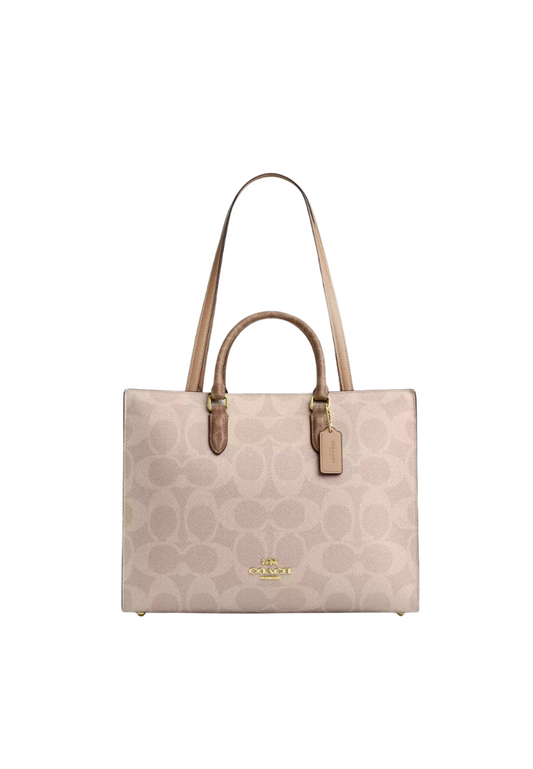 ( PREORDER ) Coach Maggie Tote Bag In Gold Sand Tan CY677
