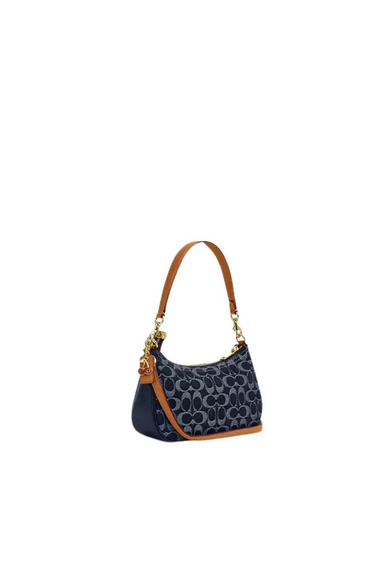 ( PREORDER ) Coach Teri Shoulder Bag In Denim Gold Natural CAF82