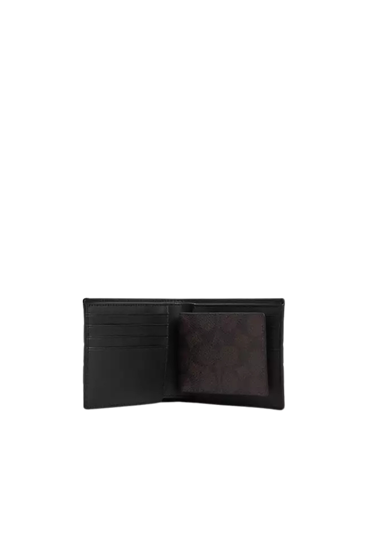 Coach 3-In-1 Wallet In Signature Canvas With Varsity Stripe In Walnut Multi CW385