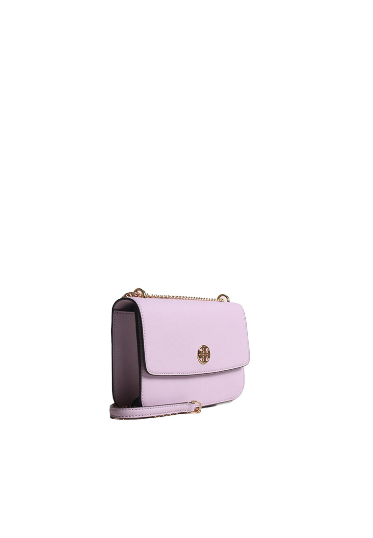 Tory Burch Emerson Saffiano Leather Shoulder Bag In Pale Purple 159585