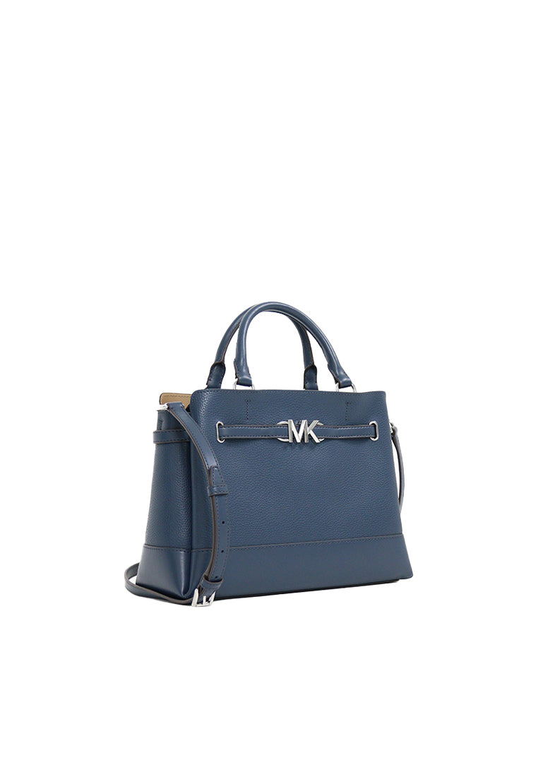 Michael Kors Reed Large Leather Satchel Bag In Navy 35S3S6RS3T