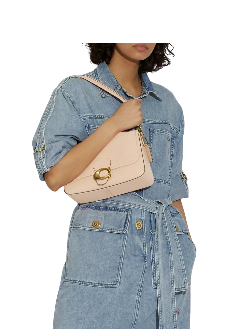 ( PREORDER ) Coach Soft Tabby Shoulder Bag In Brass Ivory C4823