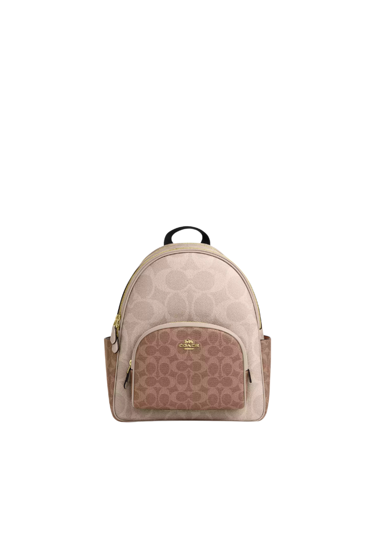 Coach Court Backpack Blocked Signature Canvas In Sand Tan CZ771