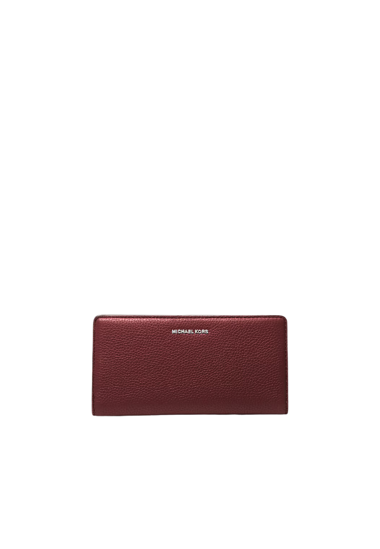 ( PREORDER ) Michael Kors Bryant Large Pebbled Leather Snap-Front Wallet In Oxblood 32S5SYTP3L