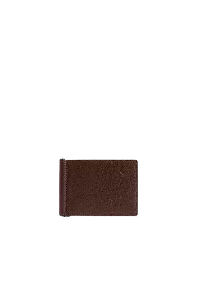 Coach Slim Money Clip Billfold Wallet In Signature Leather In Maple CDD01
