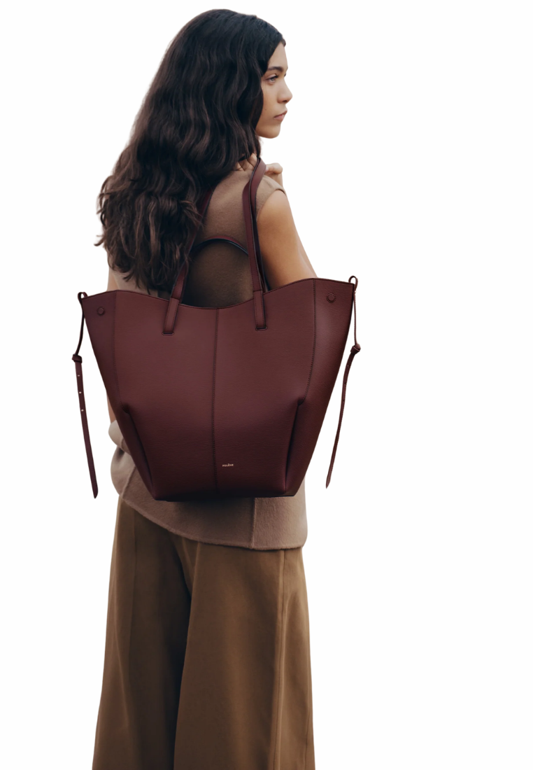 ( PREORDER ) Polene Cyme Tote Bag In Textured Black Cherry