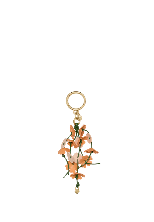 ( PREORDER ) Kate Spade Charmed Flower Bag Charm In Crisp Peach Multi KO564