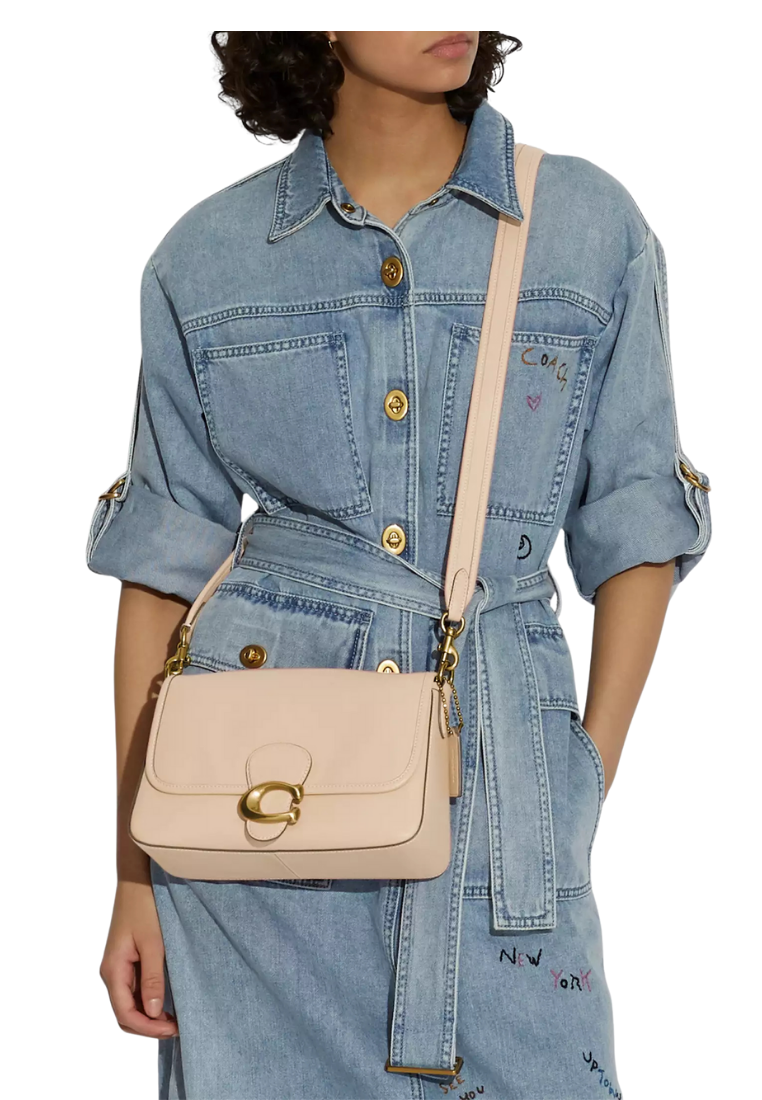 ( PREORDER ) Coach Soft Tabby Shoulder Bag In Brass Ivory C4823