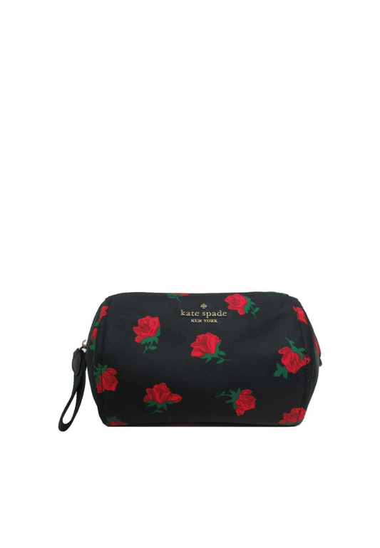 Kate Spade Chelsea Rose Toss Printed Medium Pouch Bag In Black Multi KE611