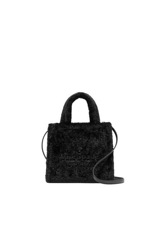 ( PREORDER ) Kate Spade Ellie Faux Fur Tote Bag In Black KI861