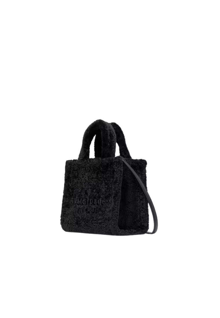 ( PREORDER ) Kate Spade Ellie Faux Fur Tote Bag In Black KI861