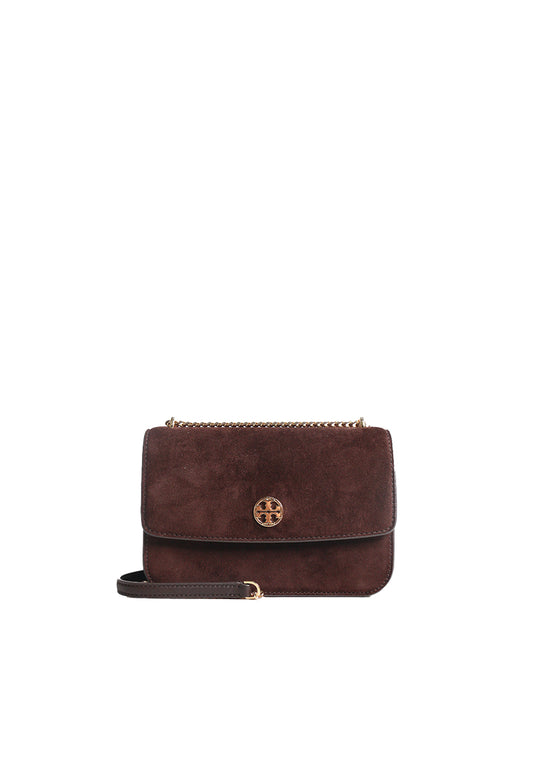 Tory Burch Suede Shoulder Bag In Dark Cocoa 166514
