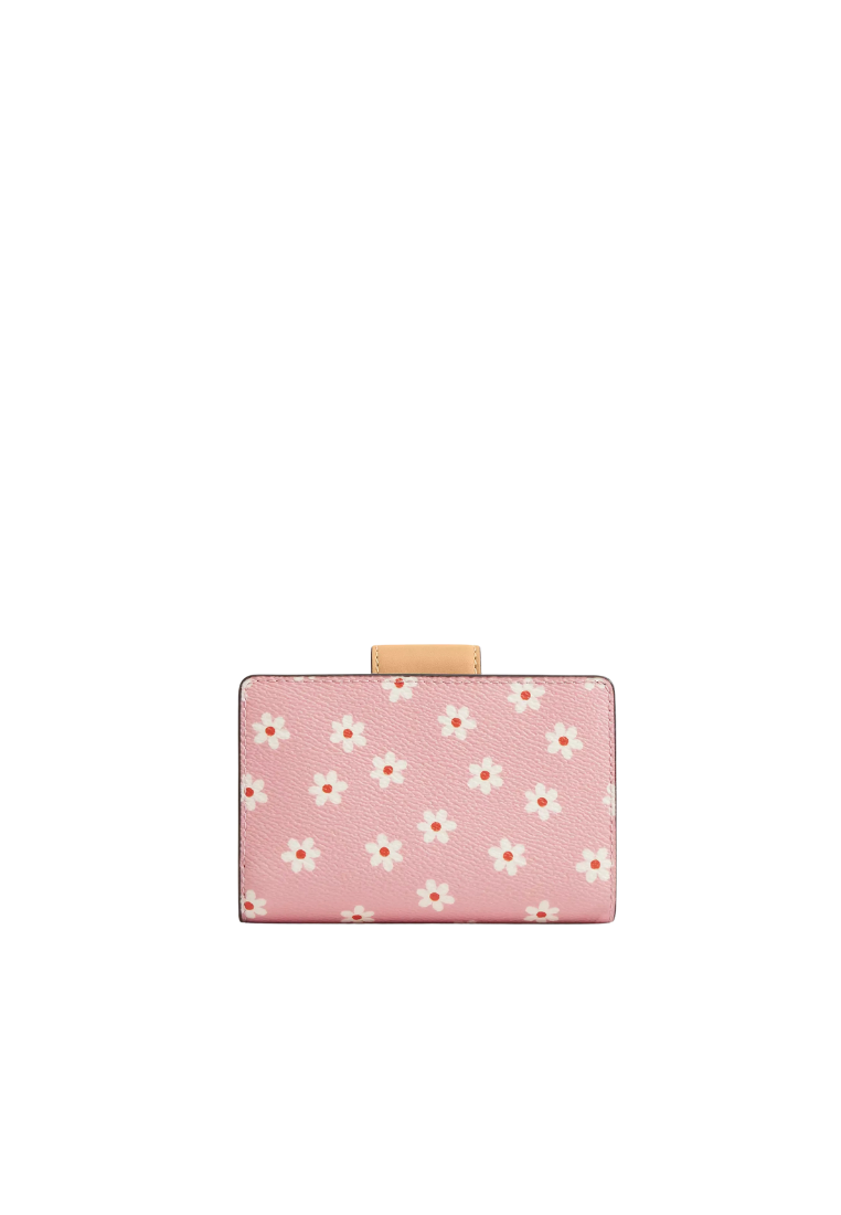 Coach Medium Corner Zip Wallet With Floral Print In Pink Multicolour CFD94