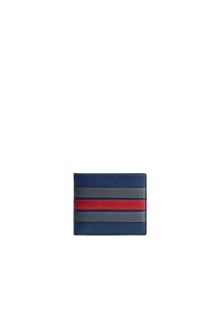 Coach Id Billfold Wallet With Varsity Stripe In Deep Blue Multi CDC89