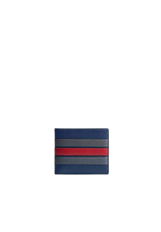 Coach Id Billfold Wallet With Varsity Stripe In Deep Blue Multi CDC89