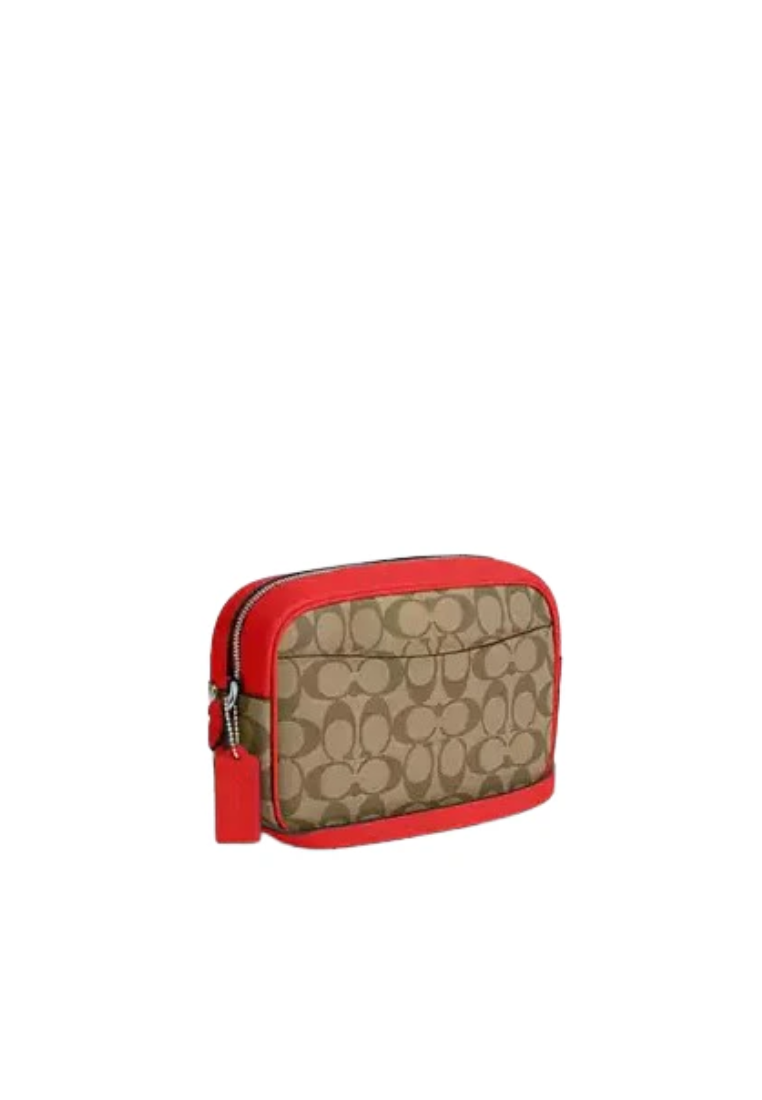 Coach Jamie Camera Bag Signature In Khaki Miami Red CR135