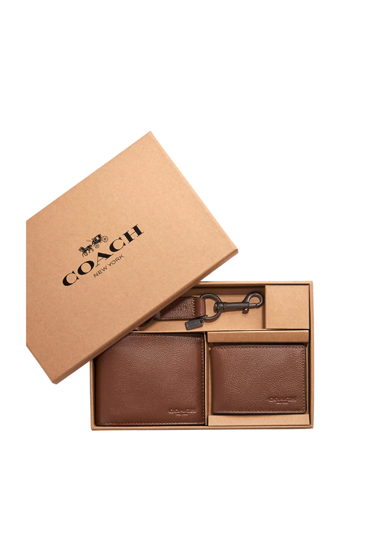 Coach Boxed 3 In 1 Wallet In Dark Saddle CS433