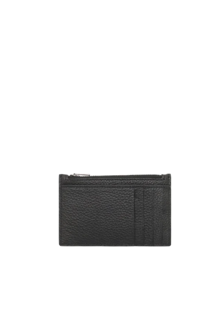 Coach Zip Pebble Leather C4280 Card Case In Black