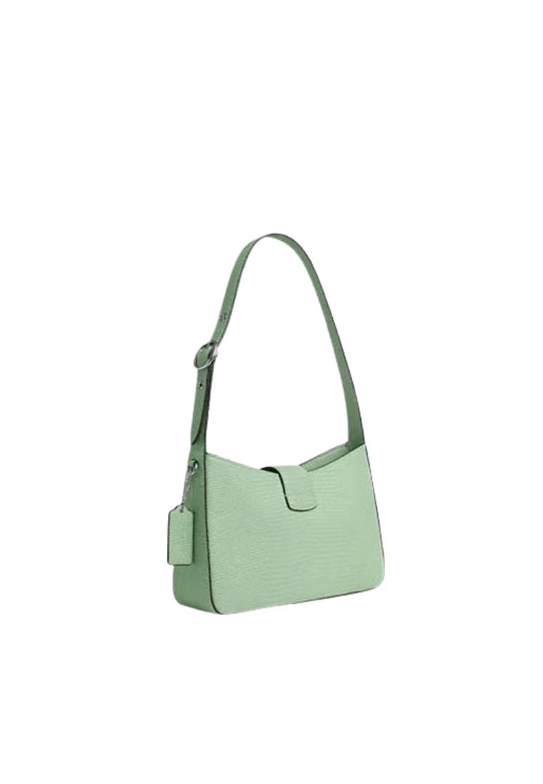Coach Eliza Lizard Embossed Shoulder Bag In Pale Green CR107