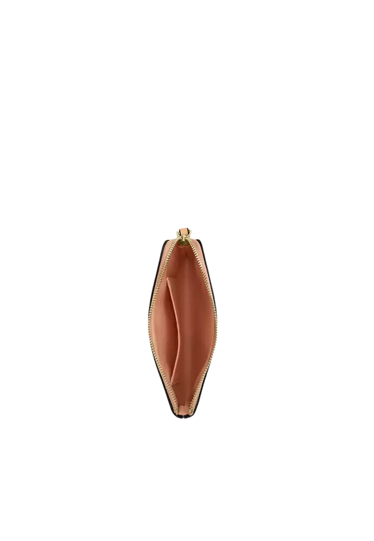 Coach Corner Zip Wristlet Signature Patent Leather In Faded Blush CEX36