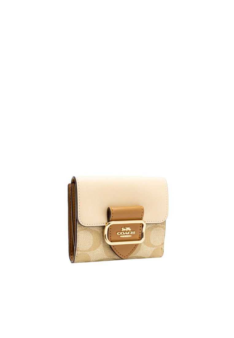 Coach Morgan Wallet Blocked Signature Canvas In Light Khaki Multi CT616
