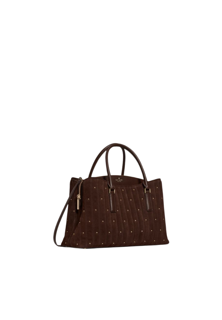 Kate Spade Thompson Street Quilted Suede Satchel Bag In Hot Fudge KP184