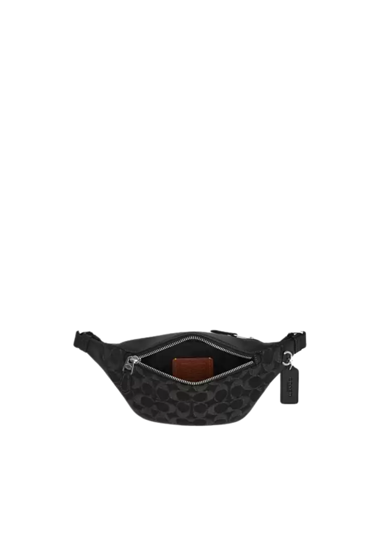 Coach Warren Mini Belt Bag Signature Denim In Black CAJ43