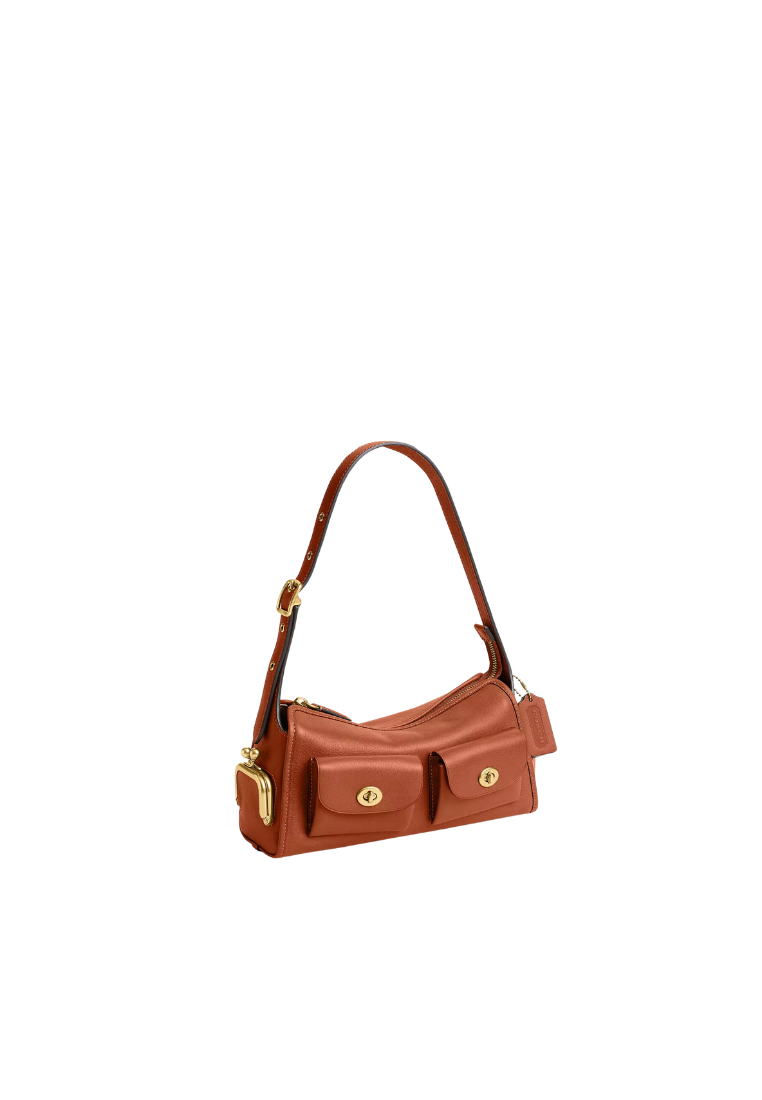 ( PREORDER ) Coach Turnlock Haversack 27 Shoulder Bag In Amber Brown CFR53