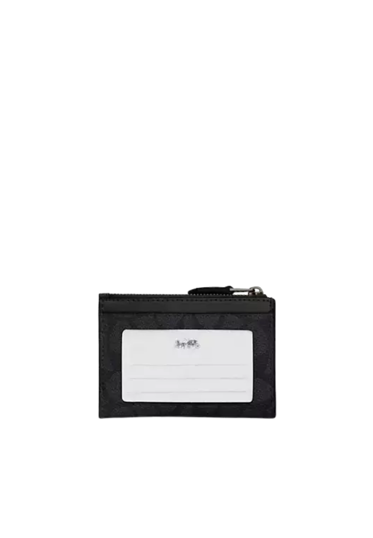 Coach Mini Skinny Id Signature Canvas Card Case In Charcoal Black CW870
