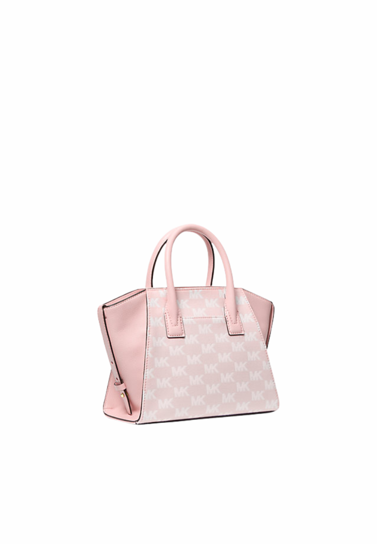Michael Kors Avril Small Signature Logo Jacquard Satchel Bag In Powder Blush 35F5G4VS1J
