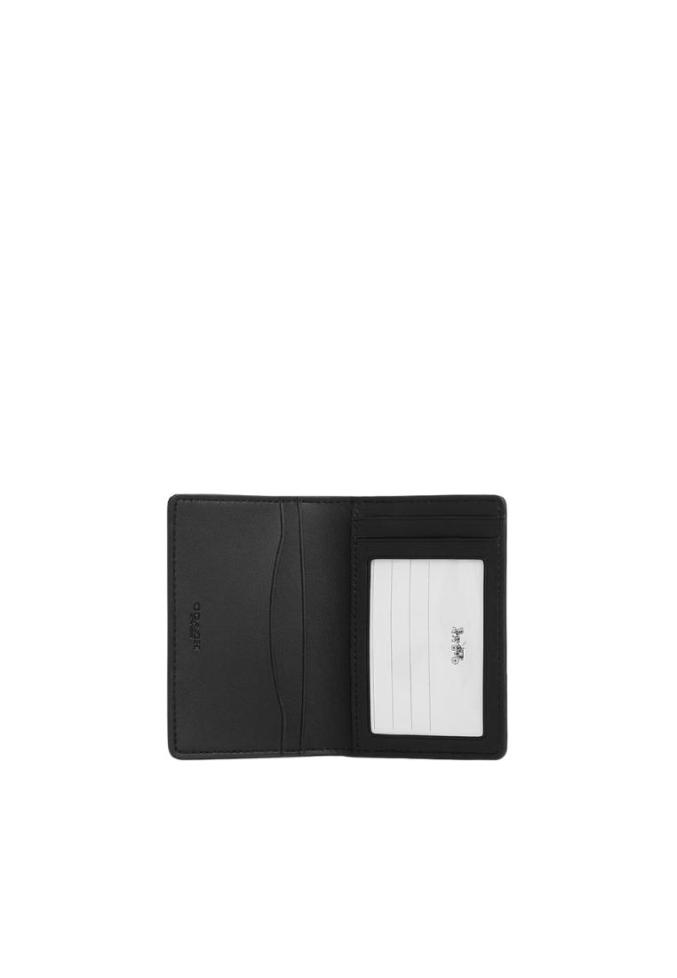Coach ID Card Case In Signature Canvas In Charcoal Black CW367