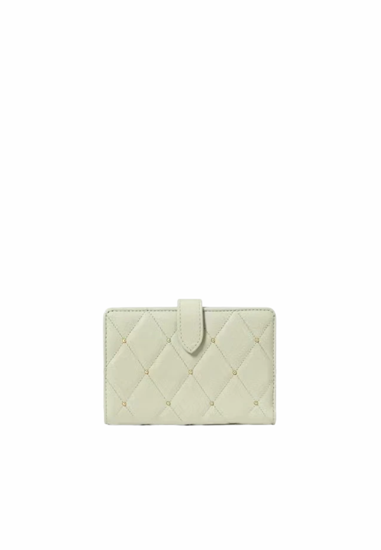 Kate Spade Carey Quilted Studded Medium Bifold Wallet In Sage KL821