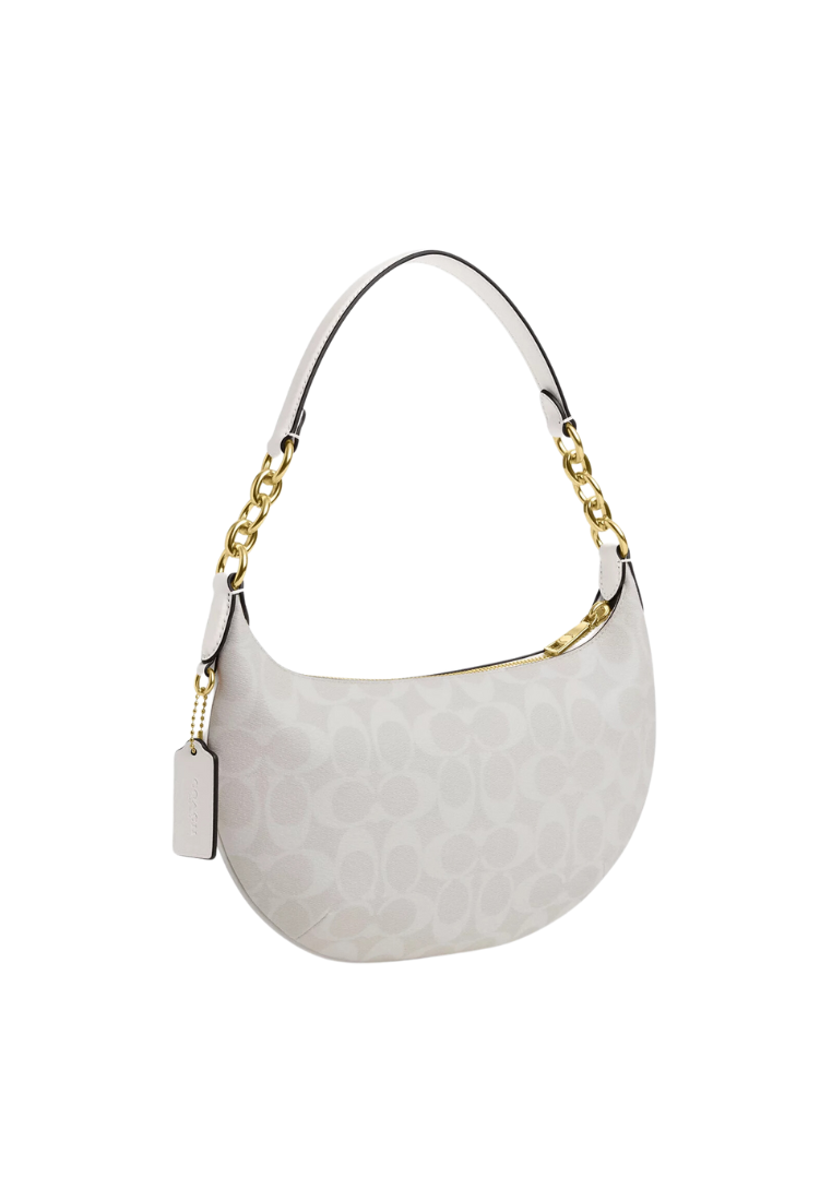 ( PREORDER ) Coach Payton Hobo Bag In Signature Canvas Gold Chalk Glacier White CE620