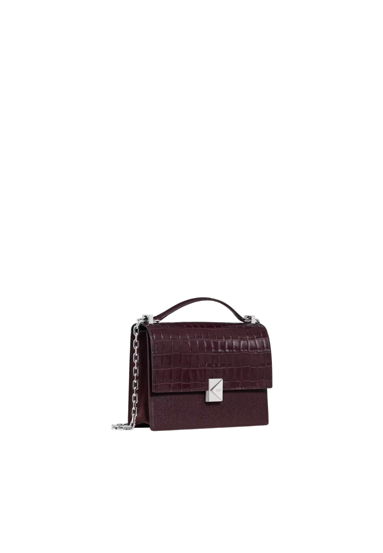 ( PREORDER ) Kate Spade Deco Croc Embossed Shoulder Bag In Blackberry Jam KP428